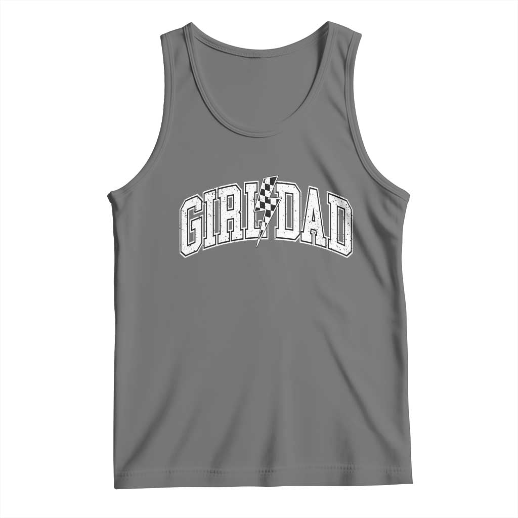 Girl Dad Lightning Bolt Checkered Varsity Daughter Daddy Tank Top TS11 Black Heather Print Your Wear