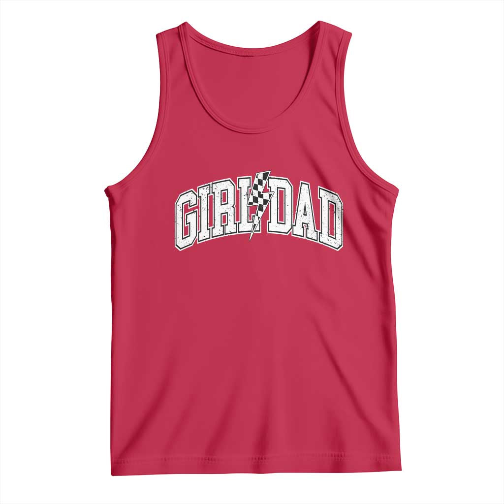 Girl Dad Lightning Bolt Checkered Varsity Daughter Daddy Tank Top TS11 Red Print Your Wear