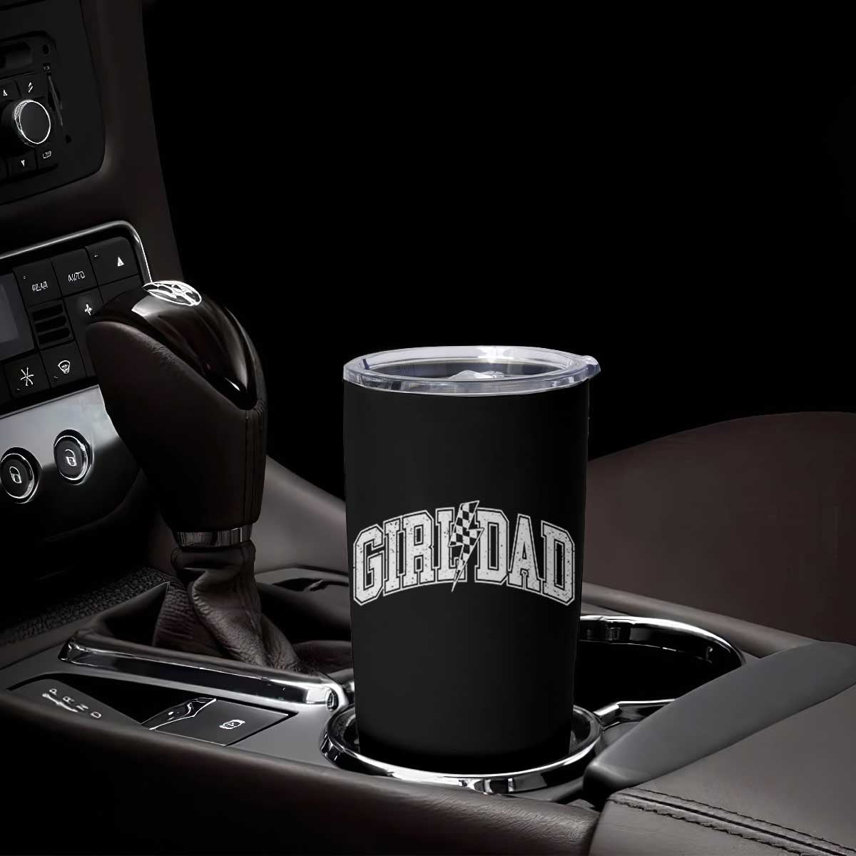 Girl Dad Lightning Bolt Checkered Varsity Daughter Daddy Tumbler Cup TS11 Print Your Wear