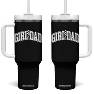 Girl Dad Lightning Bolt Checkered Varsity Daughter Daddy Tumbler With Handle TS11 One Size: 40 oz Black Print Your Wear