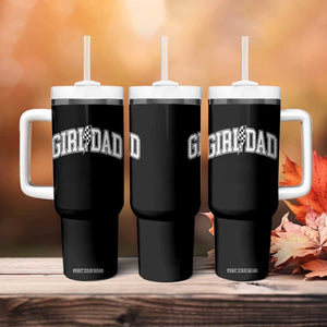 Girl Dad Lightning Bolt Checkered Varsity Daughter Daddy Tumbler With Handle TS11 Print Your Wear