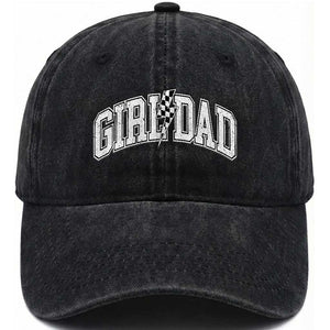 Girl Dad Lightning Bolt Checkered Varsity Daughter Daddy Washed Cotton Baseball Cap TS11 Print Your Wear