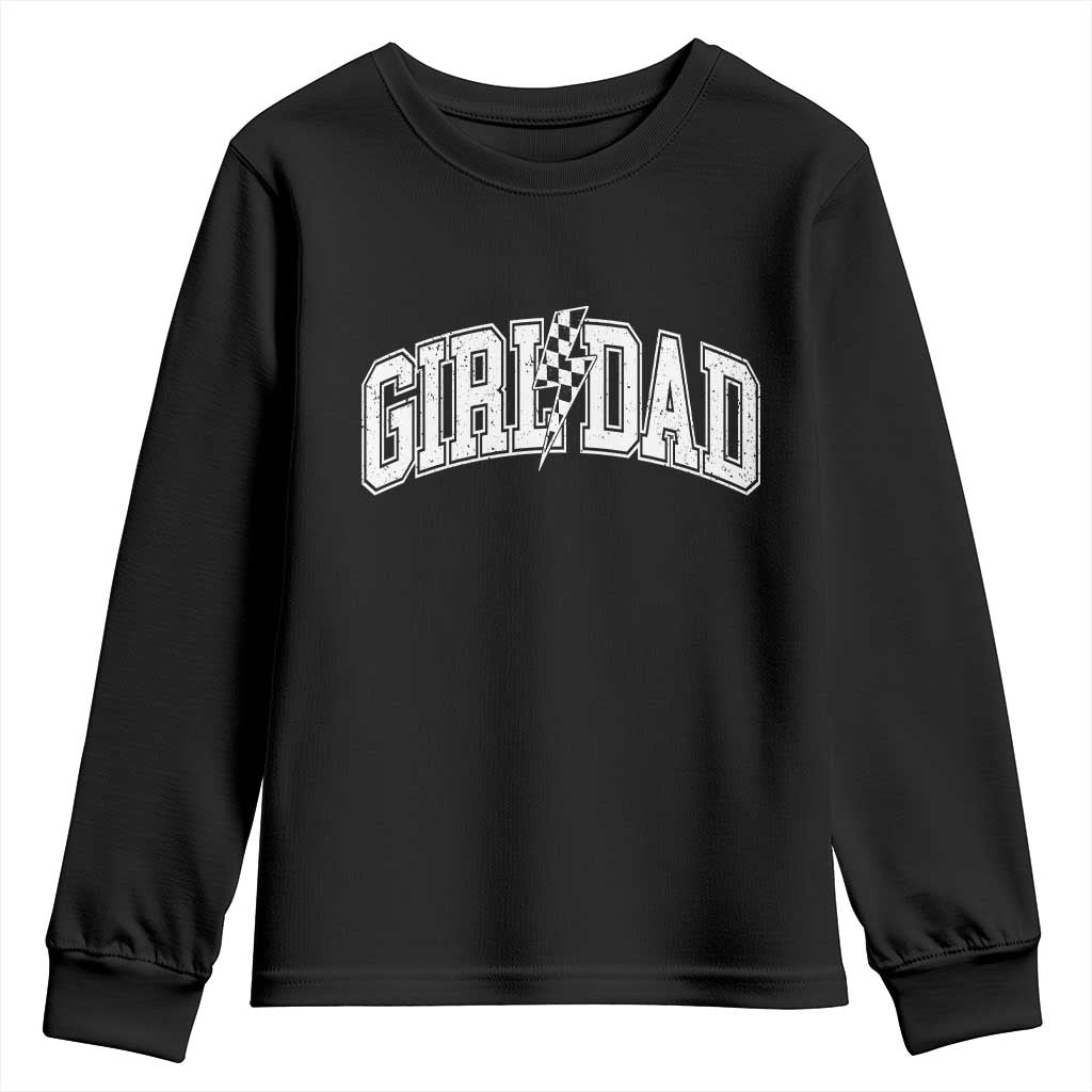 Girl Dad Lightning Bolt Checkered Varsity Daughter Daddy Youth Sweatshirt TS11 Black Print Your Wear