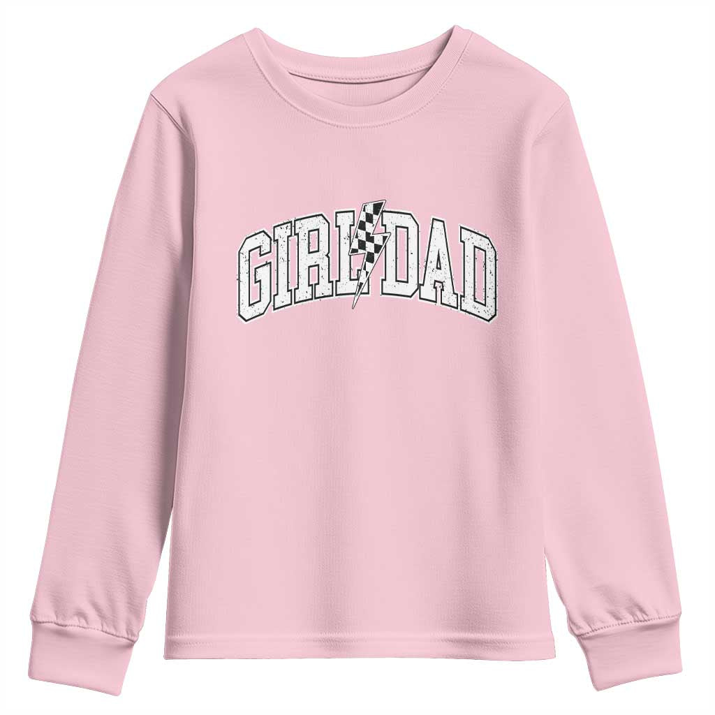 Girl Dad Lightning Bolt Checkered Varsity Daughter Daddy Youth Sweatshirt TS11 Light Pink Print Your Wear