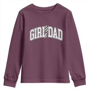 Girl Dad Lightning Bolt Checkered Varsity Daughter Daddy Youth Sweatshirt TS11 Maroon Print Your Wear