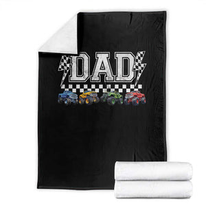 Monster Truck Dad Throw Blanket Funny Truck Daddy Checkered Father's Day TS11 Black Print Your Wear