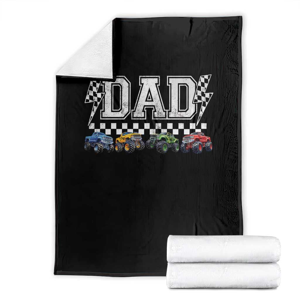 Monster Truck Dad Throw Blanket Funny Truck Daddy Checkered Father's Day TS11 Black Print Your Wear