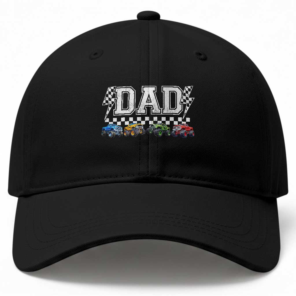 Monster Truck Dad Baseball Cap Funny Truck Daddy Checkered Father's Day TS11 Print Your Wear