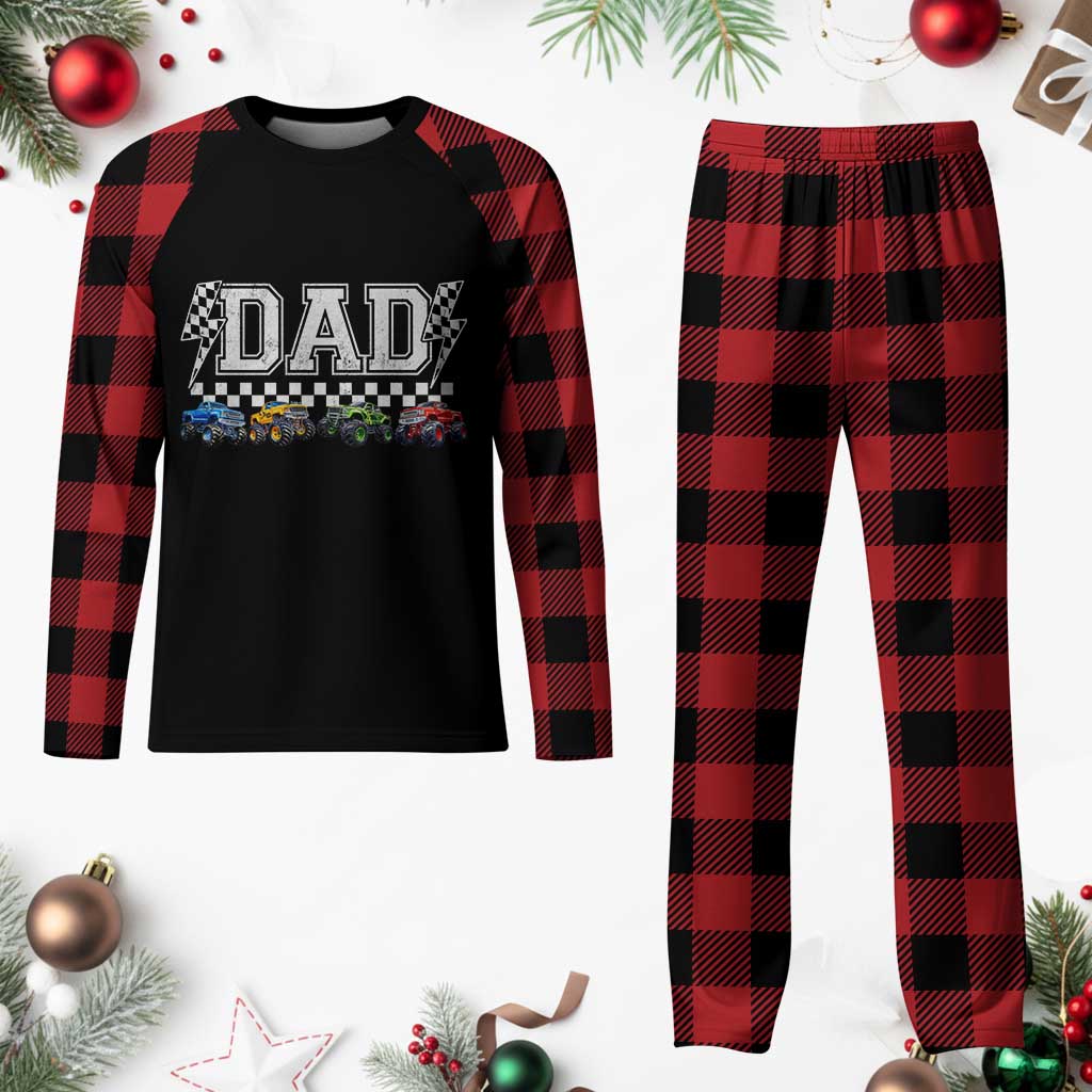 Monster Truck Dad Plaid Pajama Set Funny Truck Daddy Checkered Father's Day TS11 Buffalo Plaid Print Your Wear