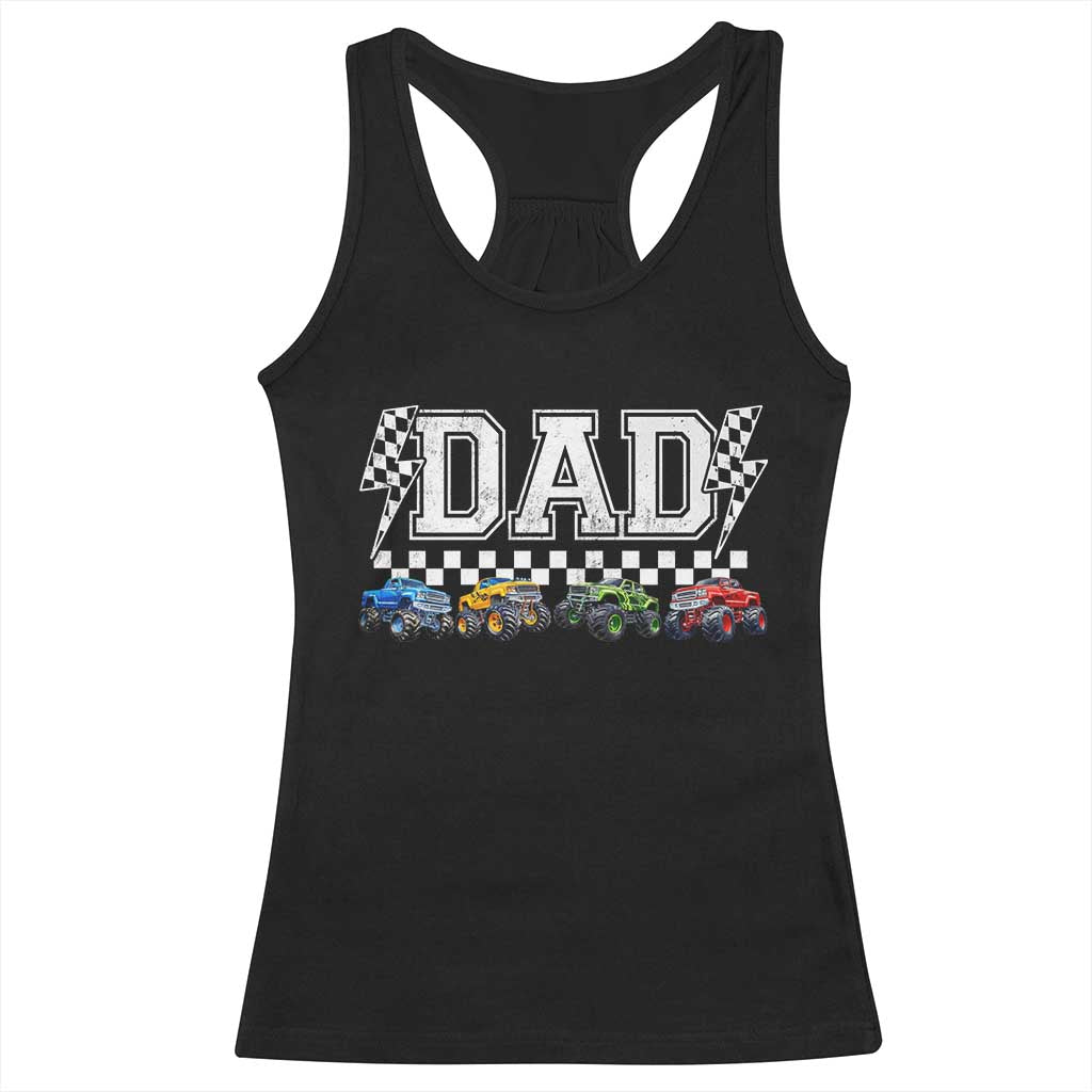 Monster Truck Dad Racerback Tank Top Funny Truck Daddy Checkered Father's Day TS11 Black Print Your Wear