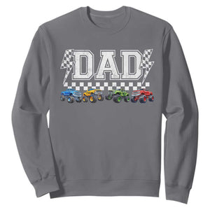 Monster Truck Dad Sweatshirt Funny Truck Daddy Checkered Father's Day TS11 Charcoal Print Your Wear