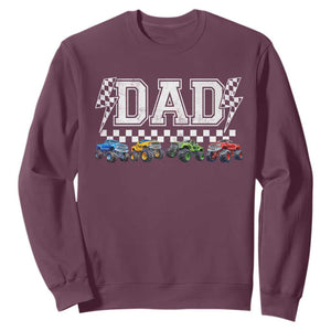Monster Truck Dad Sweatshirt Funny Truck Daddy Checkered Father's Day TS11 Maroon Print Your Wear