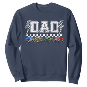 Monster Truck Dad Sweatshirt Funny Truck Daddy Checkered Father's Day TS11 Navy Print Your Wear