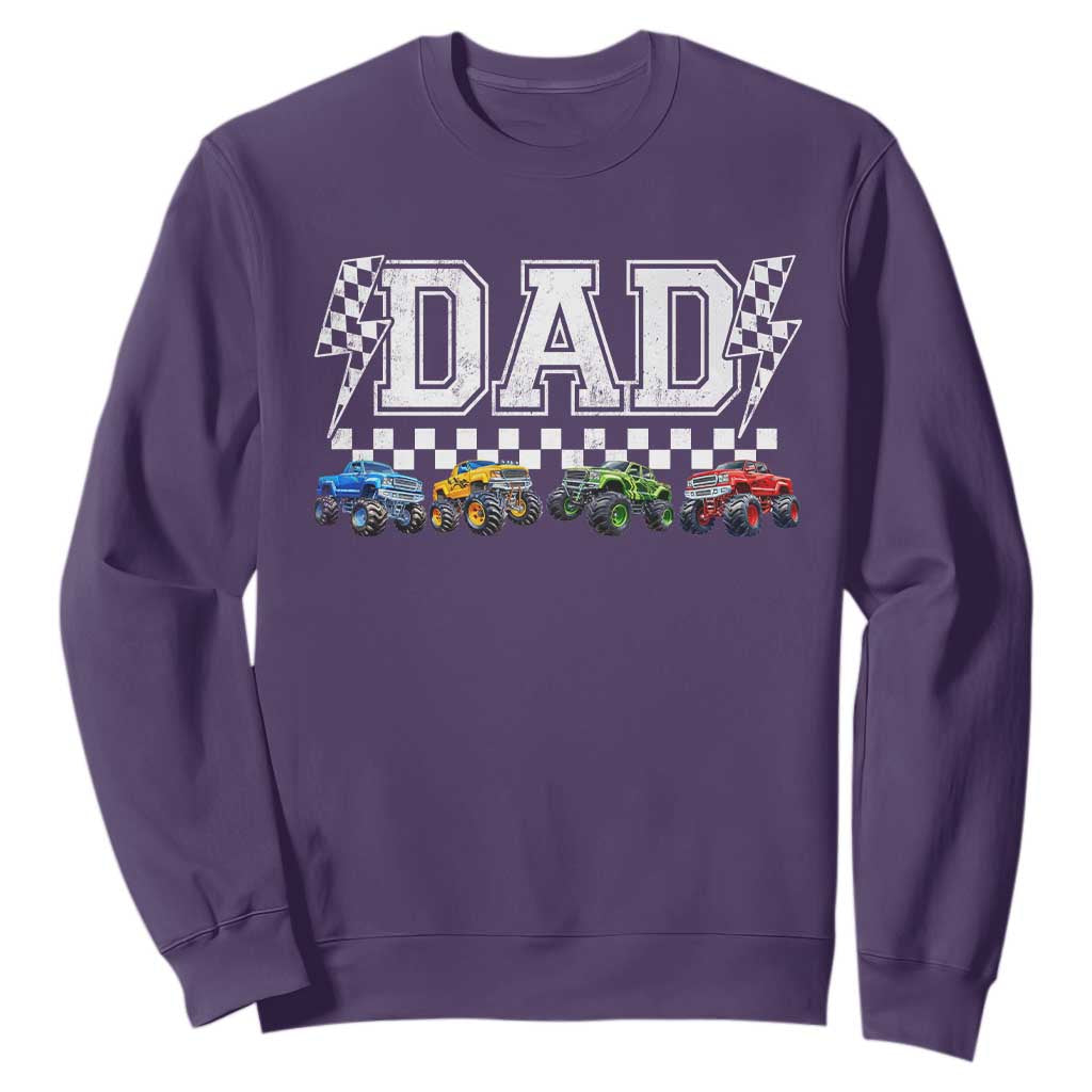 Monster Truck Dad Sweatshirt Funny Truck Daddy Checkered Father's Day TS11 Purple Print Your Wear