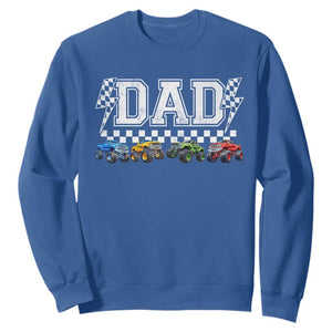 Monster Truck Dad Sweatshirt Funny Truck Daddy Checkered Father's Day TS11 Royal Blue Print Your Wear