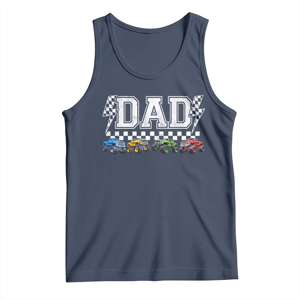 Monster Truck Dad Tank Top Funny Truck Daddy Checkered Father's Day TS11 Navy Print Your Wear