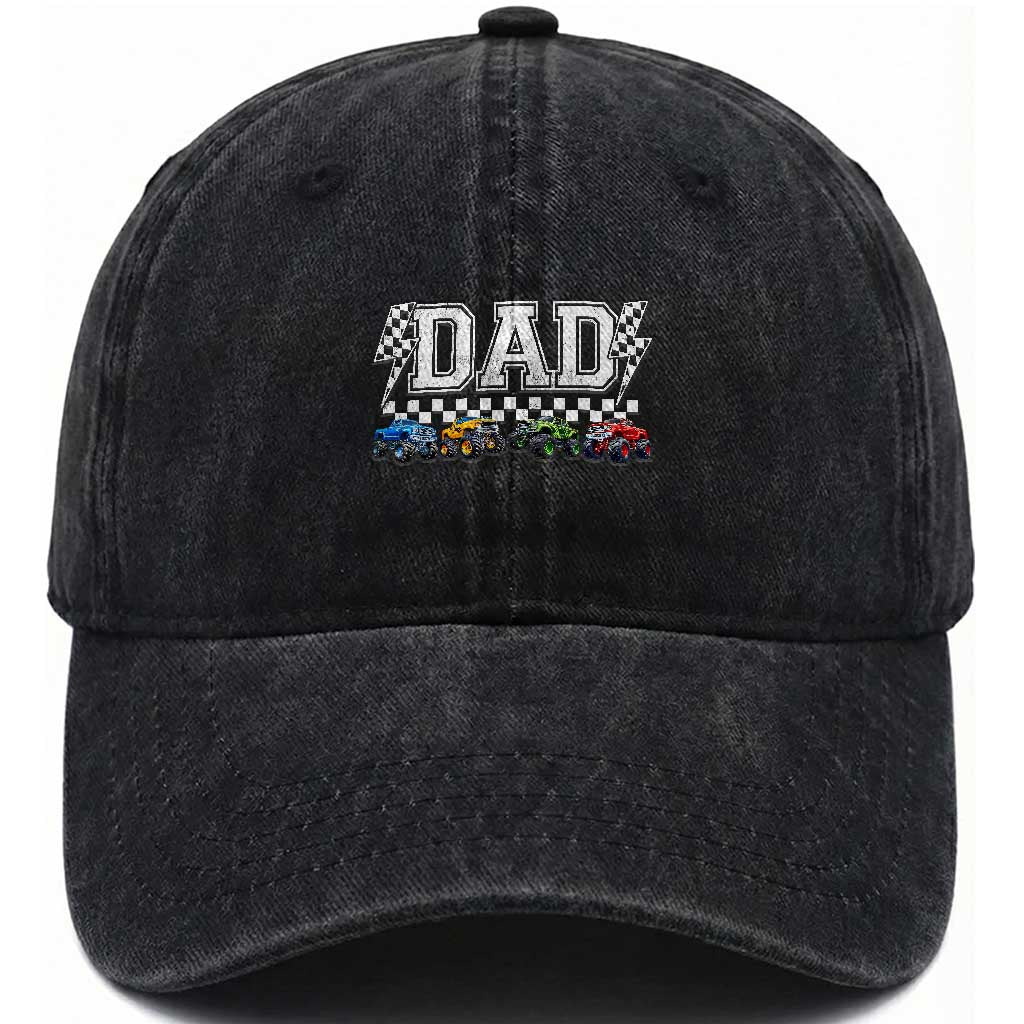 Monster Truck Dad Washed Cotton Baseball Cap Funny Truck Daddy Checkered Father's Day TS11 Print Your Wear