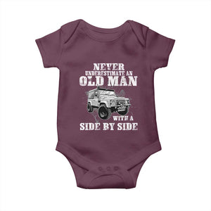 Classic Car Baby Onesie Never Underestimate An Old Man With A Side By Side Vintage Car TS11 Maroon Print Your Wear