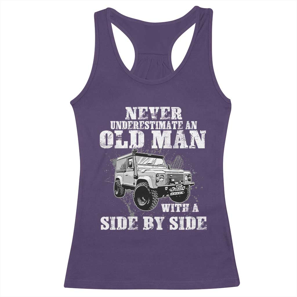Classic Car Racerback Tank Top Never Underestimate An Old Man With A Side By Side Vintage Car TS11 Purple Print Your Wear