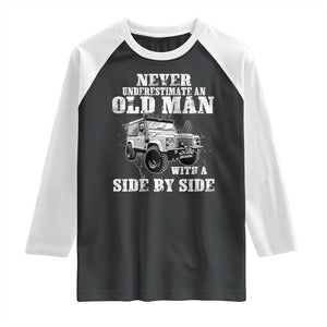 Classic Car Raglan Shirt Never Underestimate An Old Man With A Side By Side Vintage Car TS11 Black White Print Your Wear