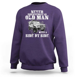 Classic Car Sweatshirt Never Underestimate An Old Man With A Side By Side Vintage Car TS11 Purple Print Your Wear