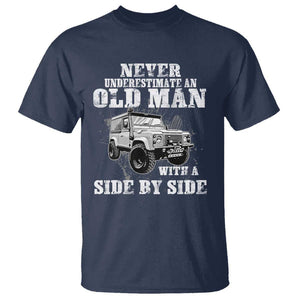 Classic Car T Shirt Never Underestimate An Old Man With A Side By Side Vintage Car TS11 Navy Print Your Wear