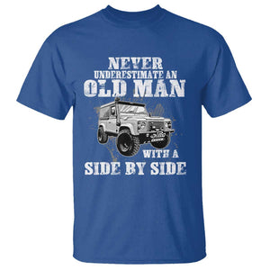 Classic Car T Shirt Never Underestimate An Old Man With A Side By Side Vintage Car TS11 Royal Blue Print Your Wear