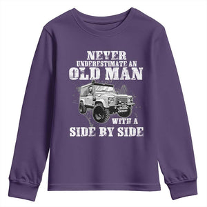 Classic Car Youth Sweatshirt Never Underestimate An Old Man With A Side By Side Vintage Car TS11 Purple Print Your Wear