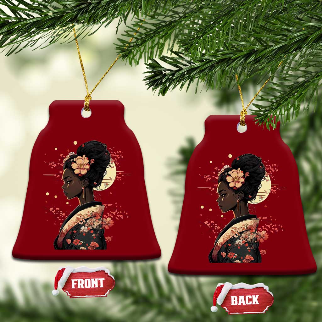 African American Geisha Kimono Blasian Japanese Sakura Ceramic Ornament TS11 Print Your Wear
