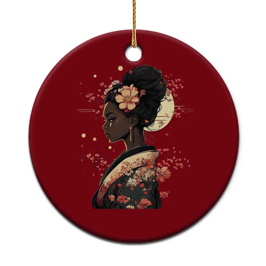 African American Geisha Kimono Blasian Japanese Sakura Ceramic Ornament TS11 1pc Red Print Your Wear
