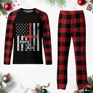 Pope Leo XIV Plaid Pajama Set First American Pope Catholic Religious Cross American Flag TS11 Buffalo Plaid Print Your Wear