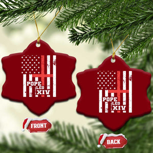 Pope Leo XIV Ceramic Ornament First American Pope Catholic Religious Cross American Flag TS11 Print Your Wear
