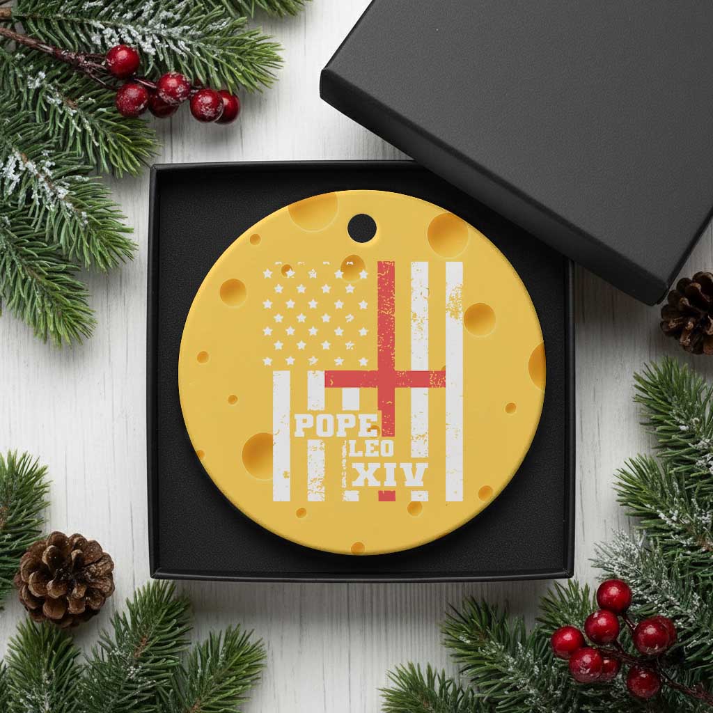 Pope Leo XIV Ceramic Ornament First American Pope Catholic Religious Cross American Flag TS11 1pc Yellow Cheese Print Your Wear