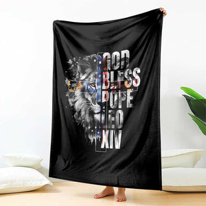 God Bless Pope Leo XIV Throw Blanket Lion American Flag TS11 Print Your Wear