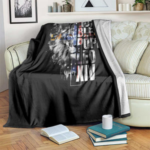 God Bless Pope Leo XIV Throw Blanket Lion American Flag TS11 Print Your Wear