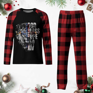 God Bless Pope Leo XIV Plaid Pajama Set Lion American Flag TS11 Buffalo Plaid Print Your Wear
