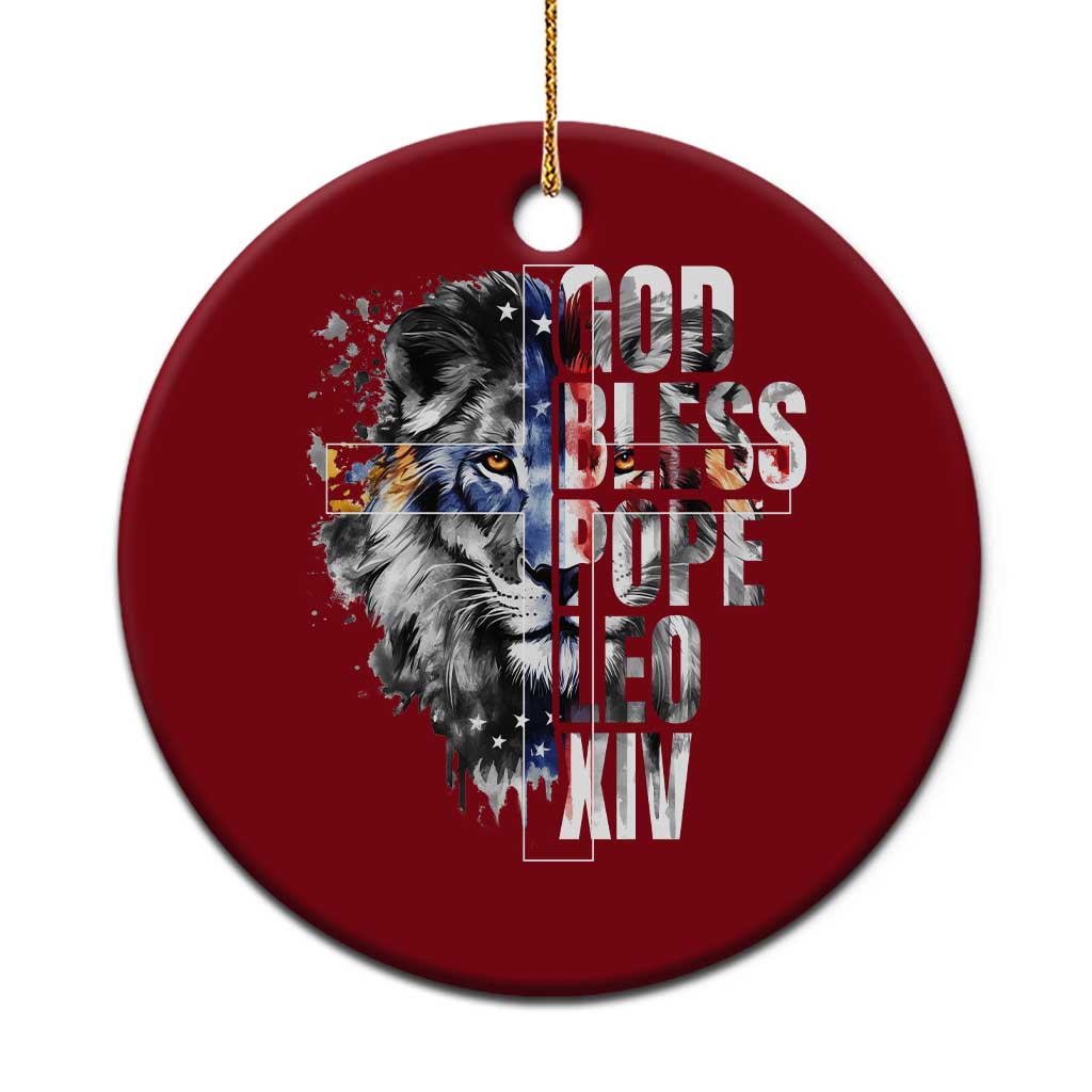 God Bless Pope Leo XIV Ceramic Ornament Lion American Flag TS11 1pc Red Print Your Wear