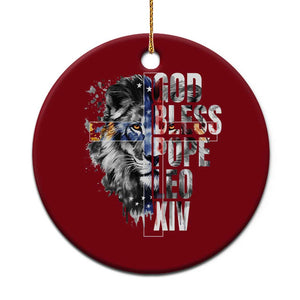 God Bless Pope Leo XIV Ceramic Ornament Lion American Flag TS11 1pc Red Print Your Wear