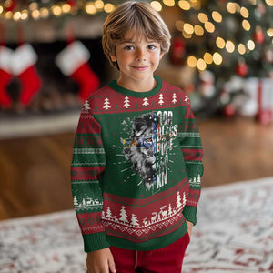 God Bless Pope Leo XIV Knit Sweatshirt Lion American Flag TS11 Christmas Print Your Wear
