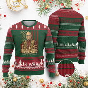 Cardinal Pope Leo XIV Ugly Christmas Sweater 267th Robert Francis Prevost American Flag TS11 Red Green Print Your Wear