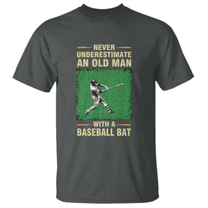 Funny Baseball T Shirt Never Underestimate An Old Man With A Baseball Bat TS11 Dark Heather Print Your Wear