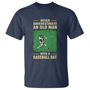 Funny Baseball T Shirt Never Underestimate An Old Man With A Baseball Bat TS11 Navy Print Your Wear