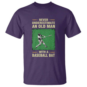 Funny Baseball T Shirt Never Underestimate An Old Man With A Baseball Bat TS11 Purple Print Your Wear