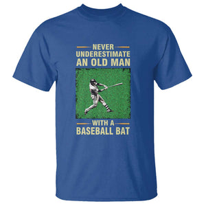 Funny Baseball T Shirt Never Underestimate An Old Man With A Baseball Bat TS11 Royal Blue Print Your Wear