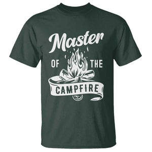 Camping Lover T Shirt Master Of The Campfire Camper Outdoor Activity TS11 Dark Forest Green Print Your Wear