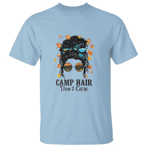 Funny Camping Lover T Shirt Camp Hair Don't Care Messy Bun Camper TS11 Light Blue Print Your Wear