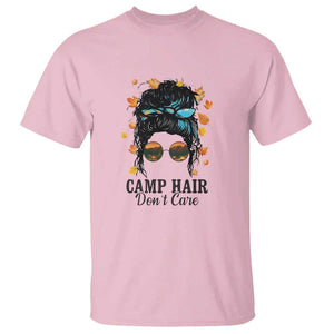 Funny Camping Lover T Shirt Camp Hair Don't Care Messy Bun Camper TS11 Light Pink Print Your Wear