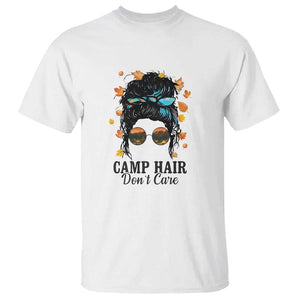 Funny Camping Lover T Shirt Camp Hair Don't Care Messy Bun Camper TS11 White Print Your Wear