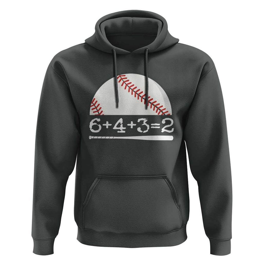 Funny Baseball Hoodie 6+4+3=2 Double Play Baseball Player TS11 Dark Heather Print Your Wear