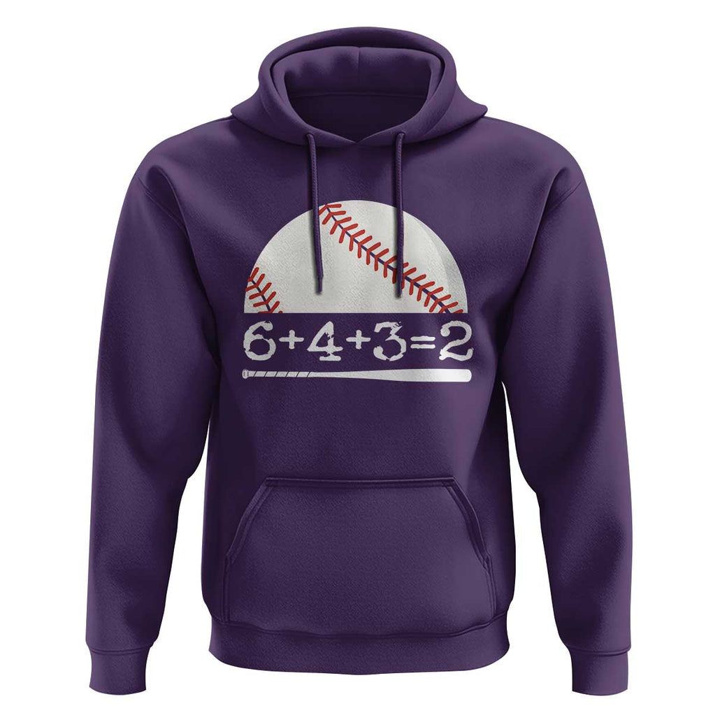 Funny Baseball Hoodie 6+4+3=2 Double Play Baseball Player TS11 Purple Print Your Wear